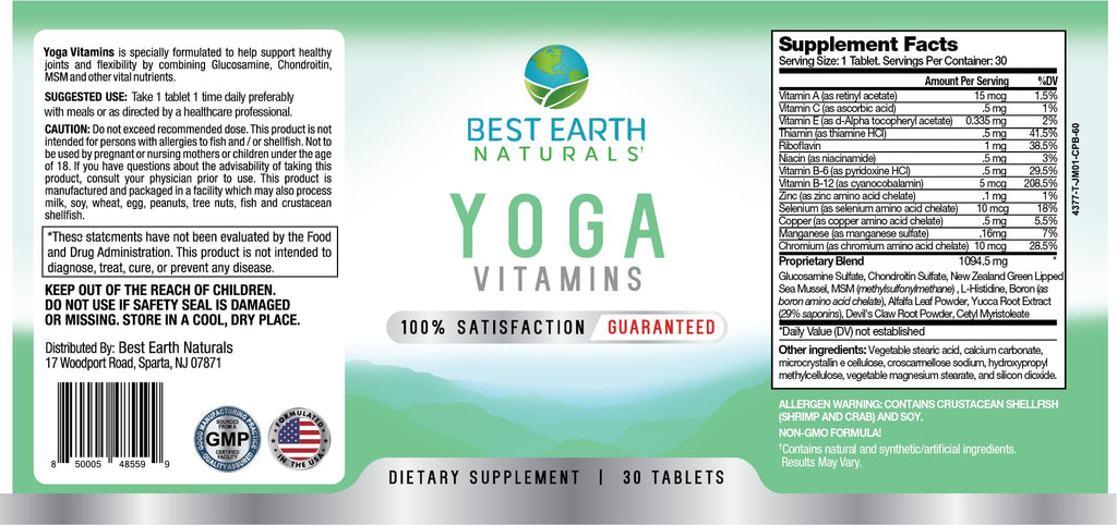 Best Earth Naturals Yoga Vitamins Joint Support - 30 Tablets - image 3