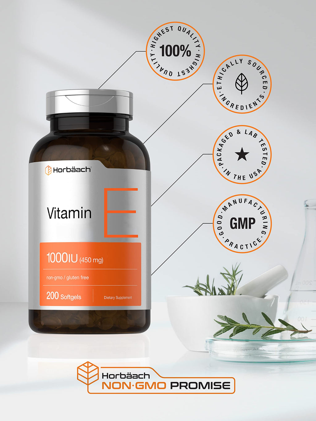 Horbäach Vitamin E 1000 IU Softgels - 200 Count - image 5