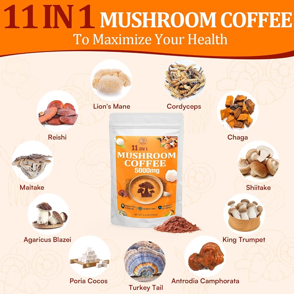 Gomhoreye Mushroom Coffee Organic with 11 Superfood Mushrooms - 5.3oz - image 3