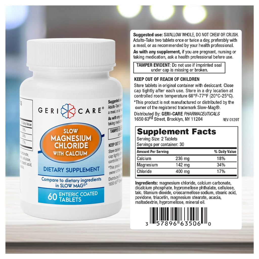 GeriCare Slow Magnesium Chloride Calcium Tablets - 60 Count - image 3