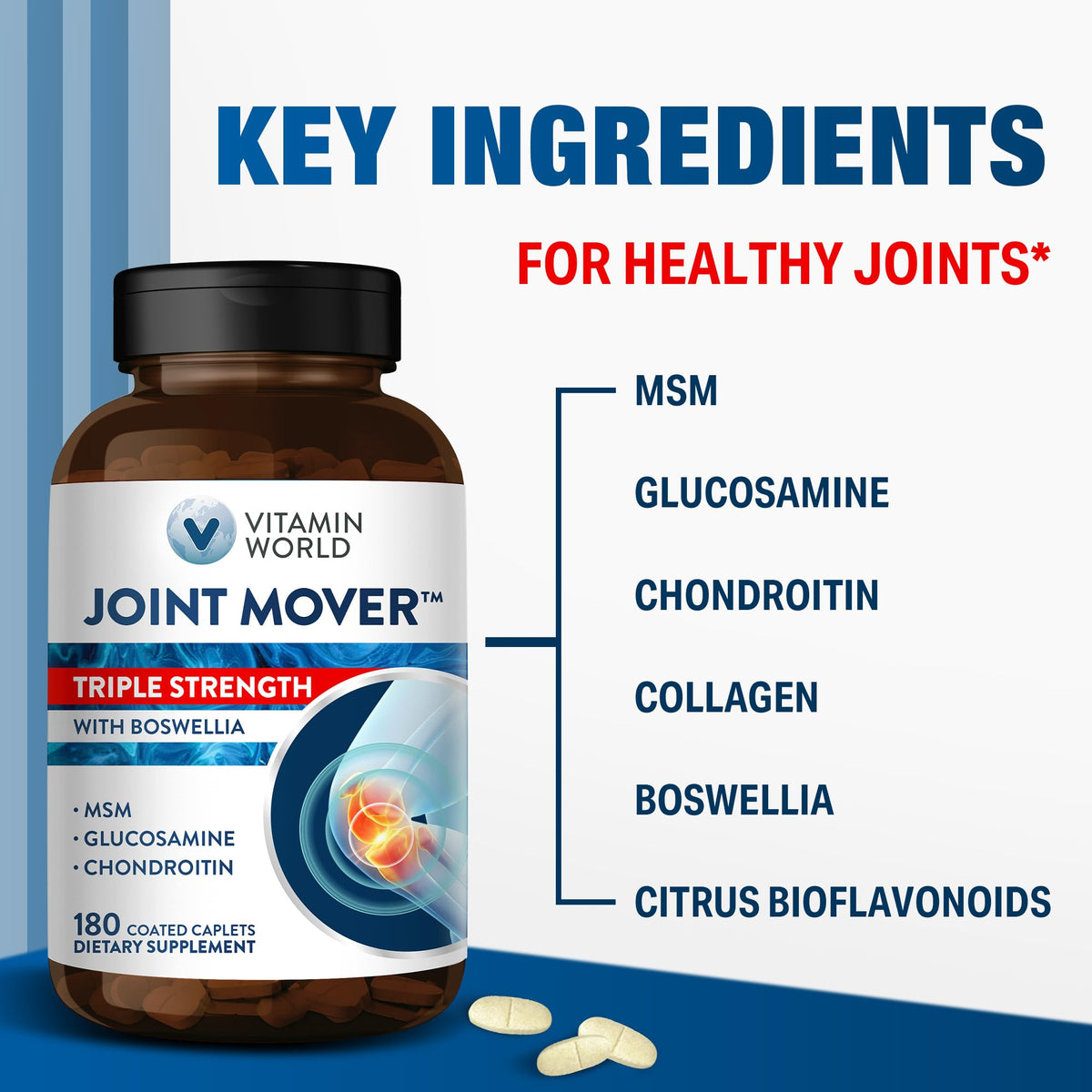 Vitamin World Triple Strength Joint Mover Glucosamine Chondroitin - 180 Caplets - image 6