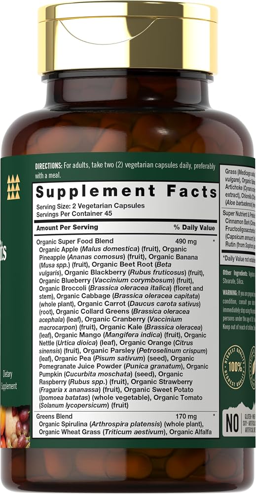 Tahoe Nutritionals Super Fruits and Veggies - 90 Vegetarian Capsules - image 2