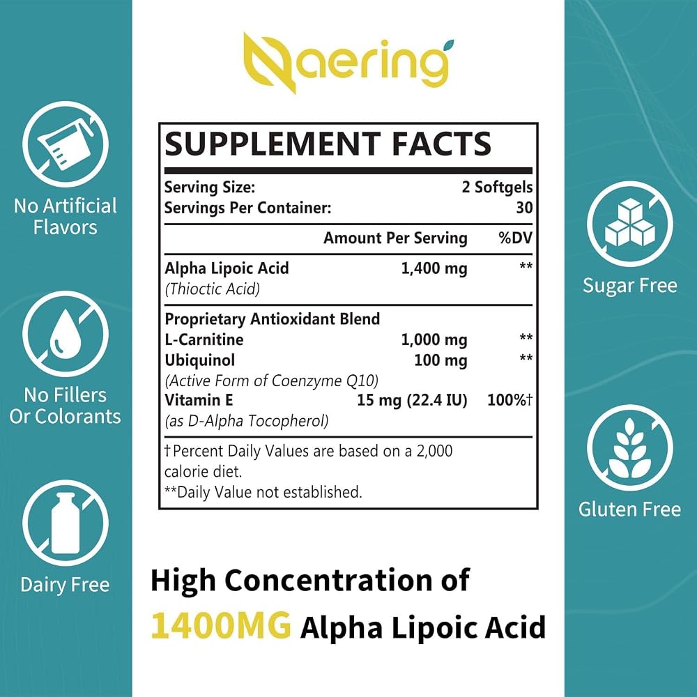 Naering Liposomal Alpha Lipoic Acid 1400mg Softgels