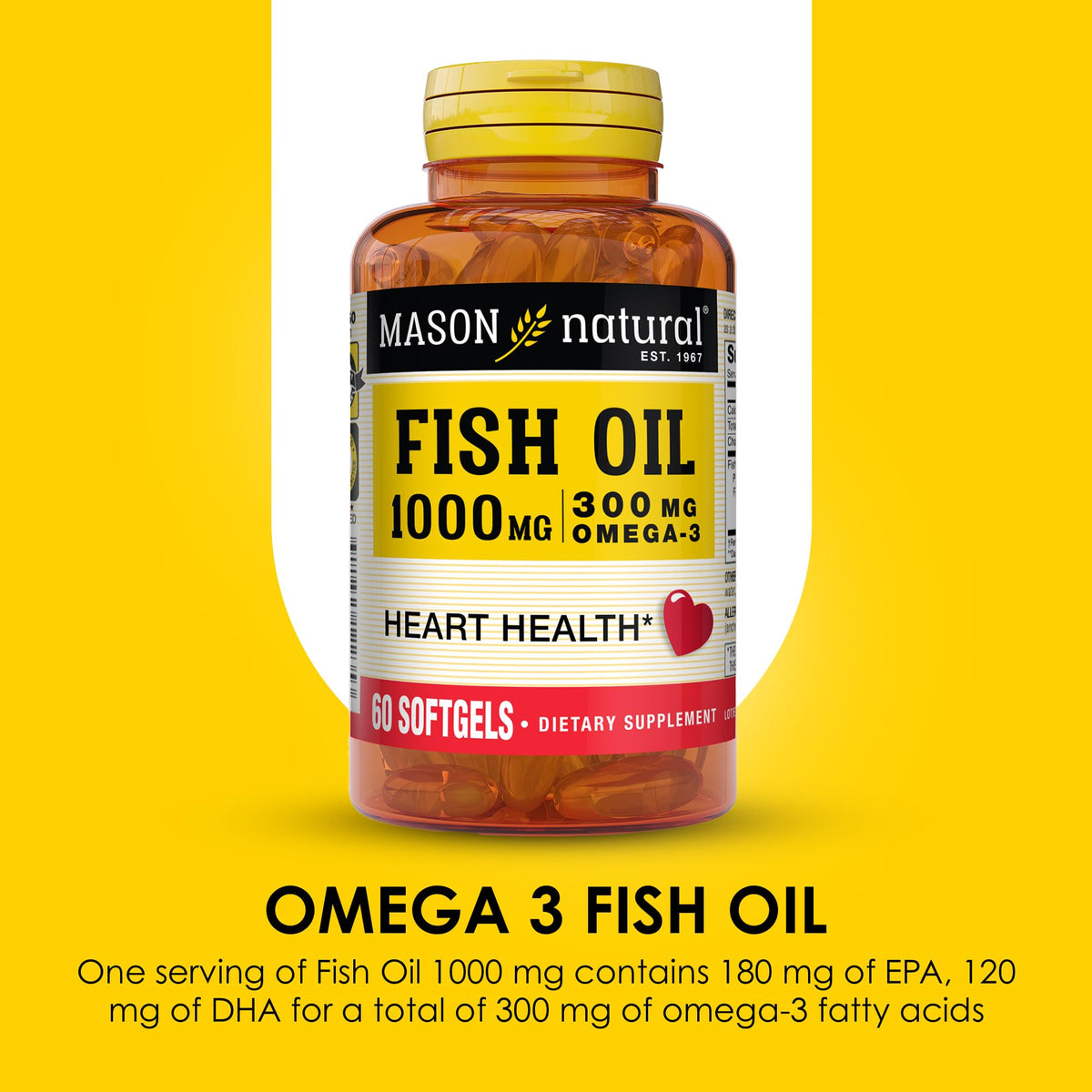MASON NATURAL Omega-3 Fish Oil 1000mg with EPA & DHA - 180 Softgels - image 4