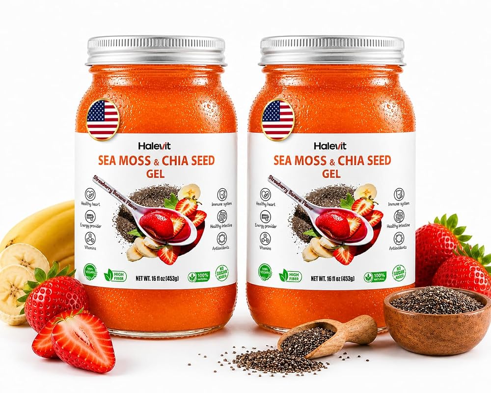 Halevit Sea Moss Gel with Ground Chia Seeds, Sea Moss Gel Organic Raw
