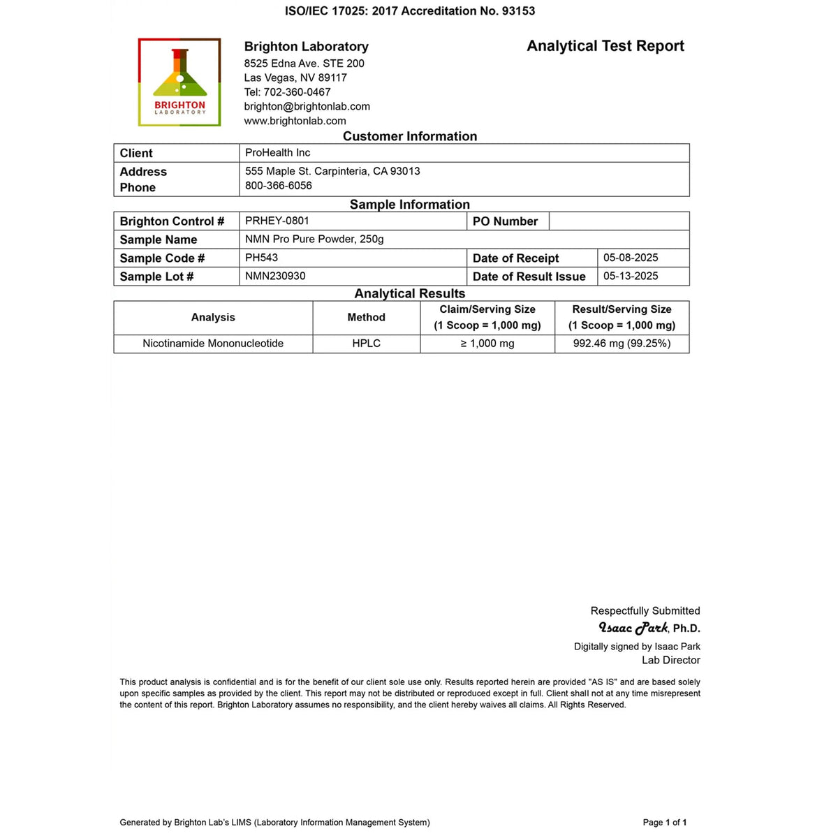 ProHealth NMN Pro Powder Clinically Studied Uthever® NMN. NAD+