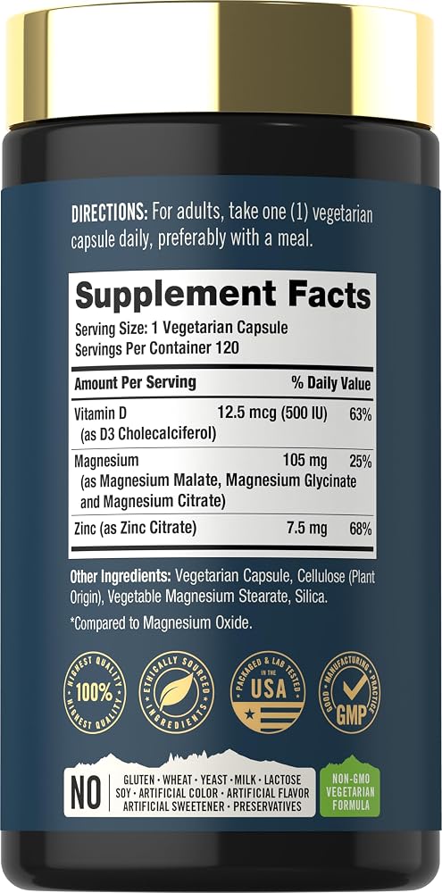 Tahoe Nutritionals Magnesium Glycinate Complex with Vitamin D3 - 120 Capsules - image 2