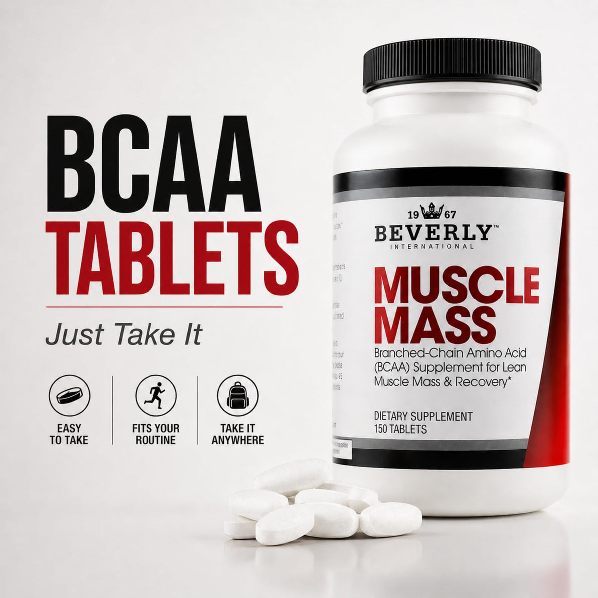 Beverly International Muscle Mass Free-Form BCAAs - 150 Tablets - image 5