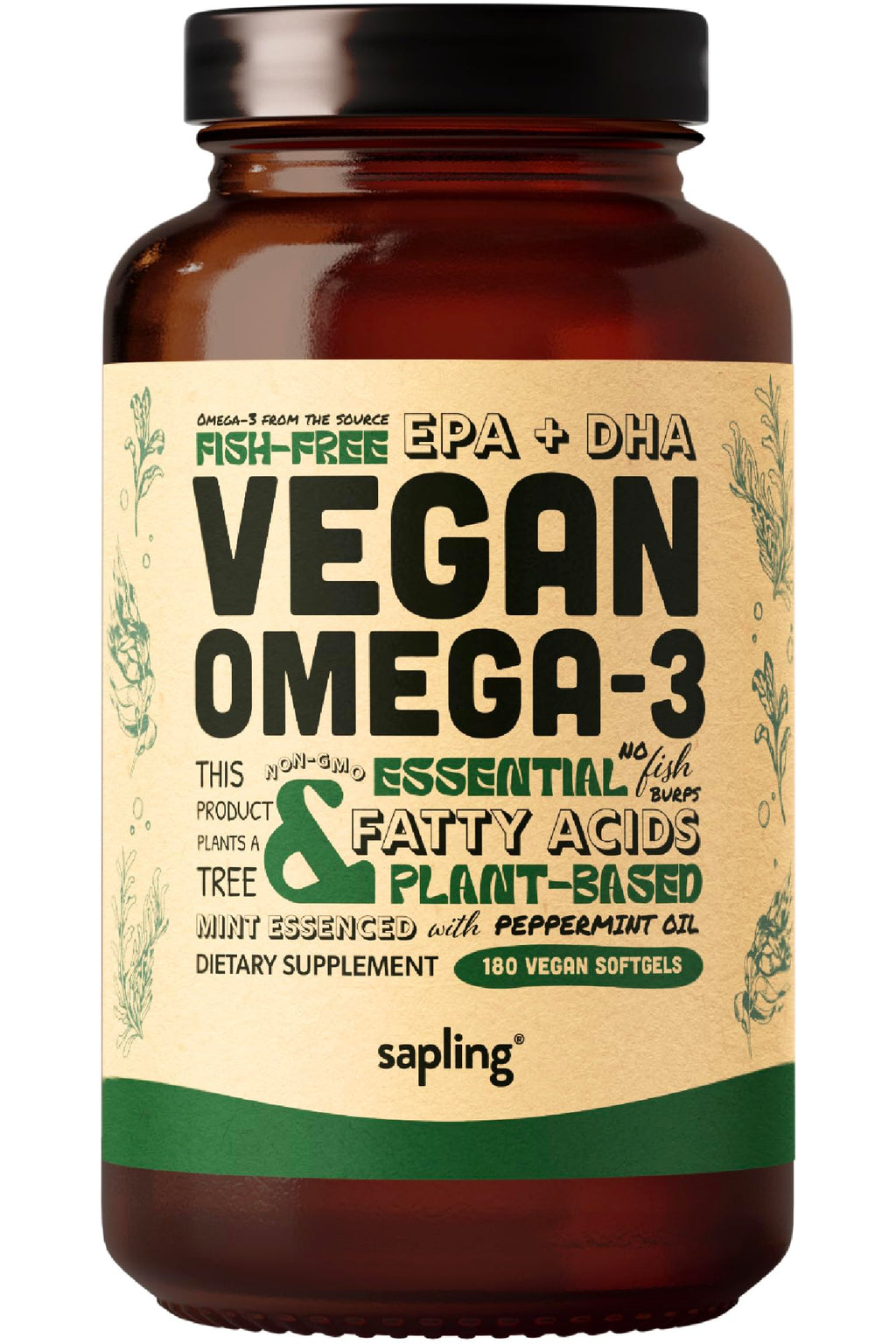 Sapling Vegan Omega 3 Plant-Based DHA & EPA - 180 Softgels