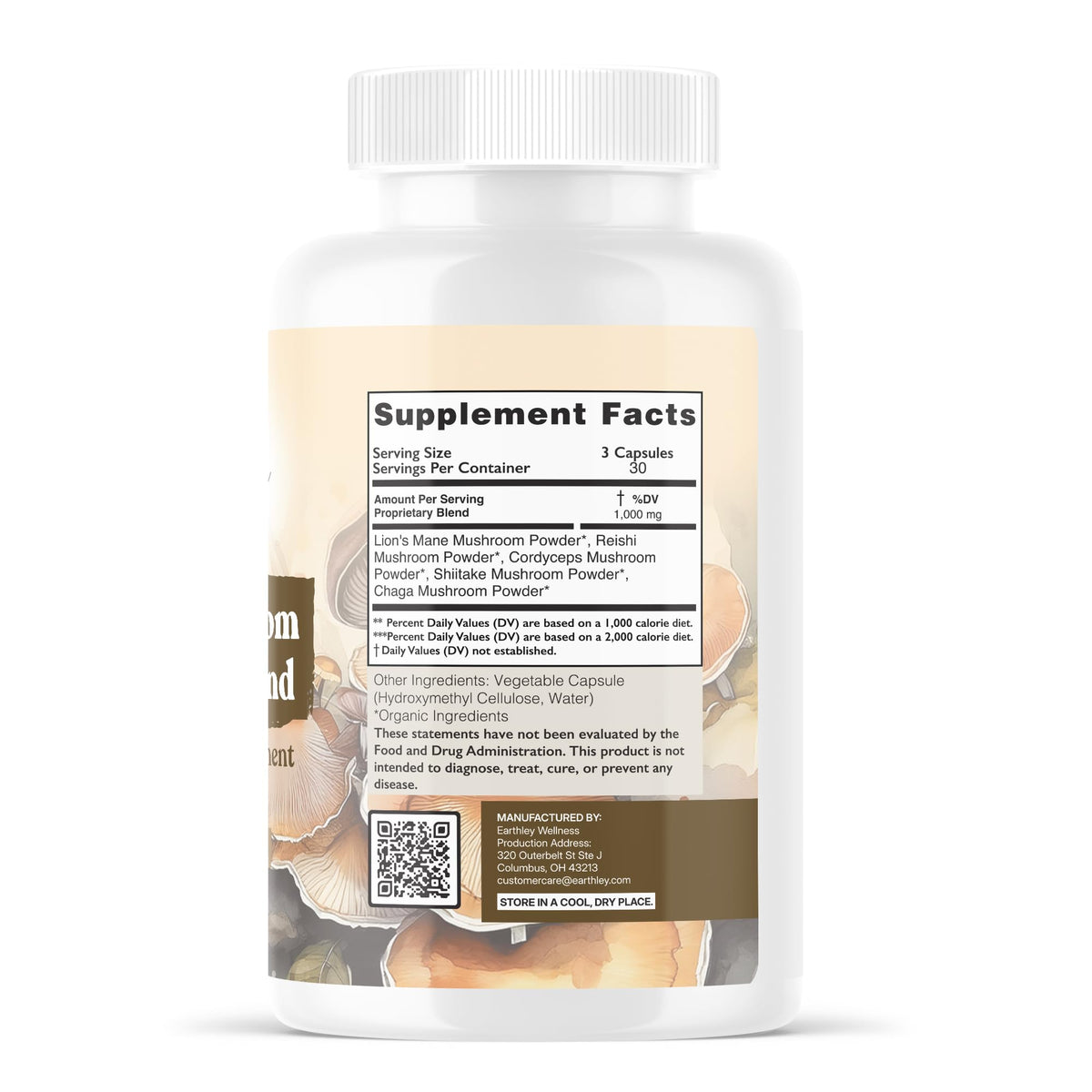 Earthley Wellness 5-Mushroom Super Blend - 90 Capsules - image 2