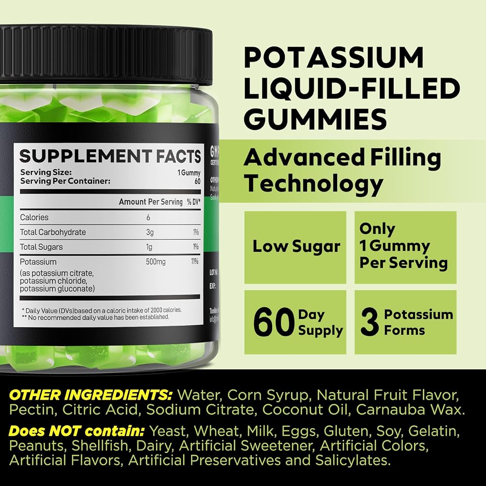 Yutiny Potassium Supplement 500mg 3 in 1 Complex Gummies - 60 Count - image 2