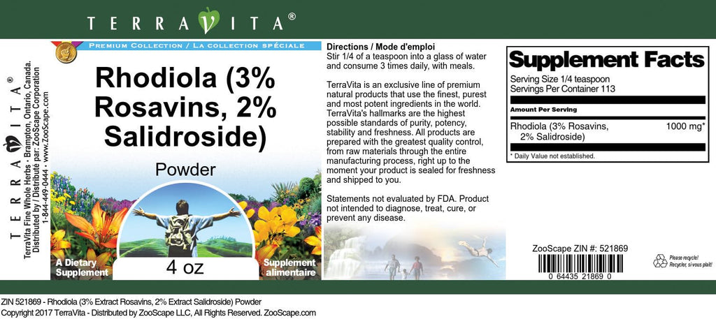 Terravita Rhodiola Powder 3% Rosavins - 4 oz - image 2