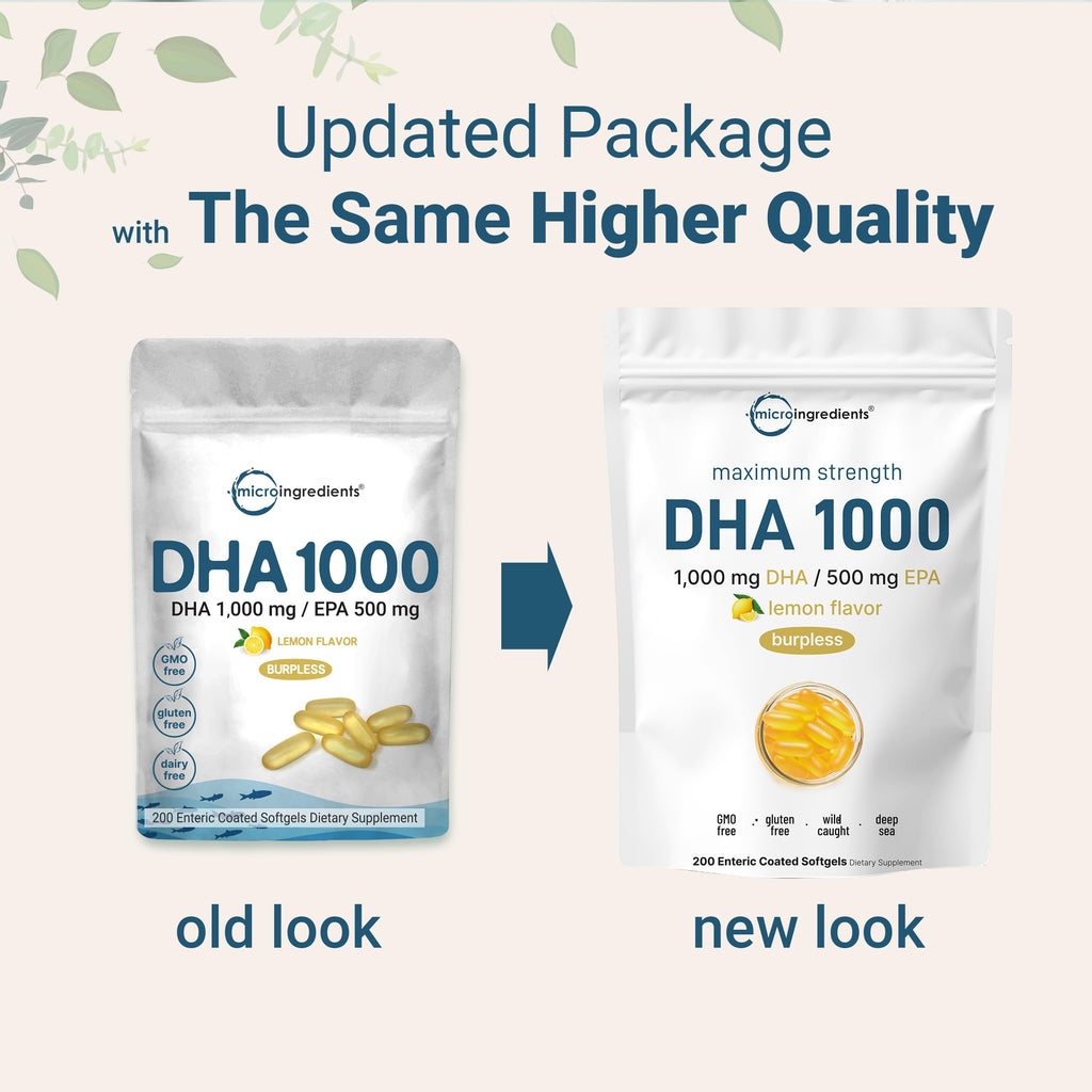 Micro Ingredients Omega 3 Fish Oil DHA 1000mg - 200 Softgels - image 3