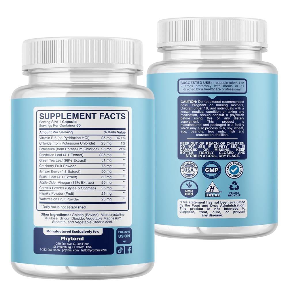 PHYTORAL Water Away Diuretic Pills for Swollen Legs - 60 Capsules - image 8