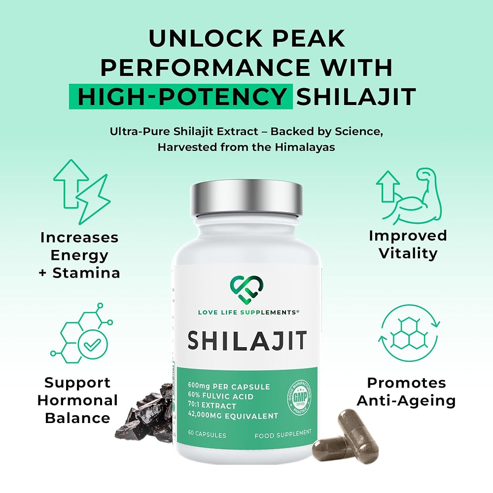 Love Life Supplements High Strength Shilajit 600mg - 60 Capsules - image 2