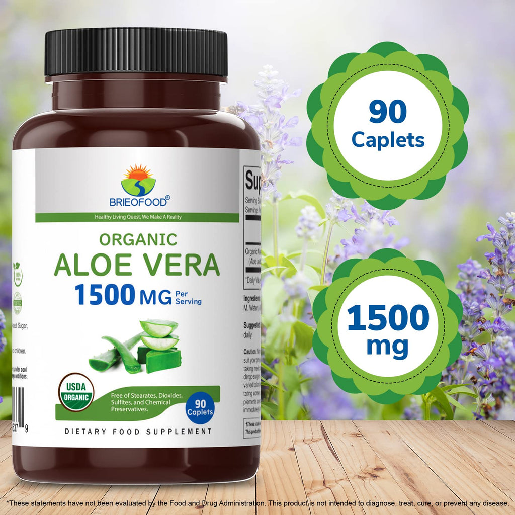 Brieofood Organic Aloe Vera 1500mg - 90 Vegetarian Tablets - image 6