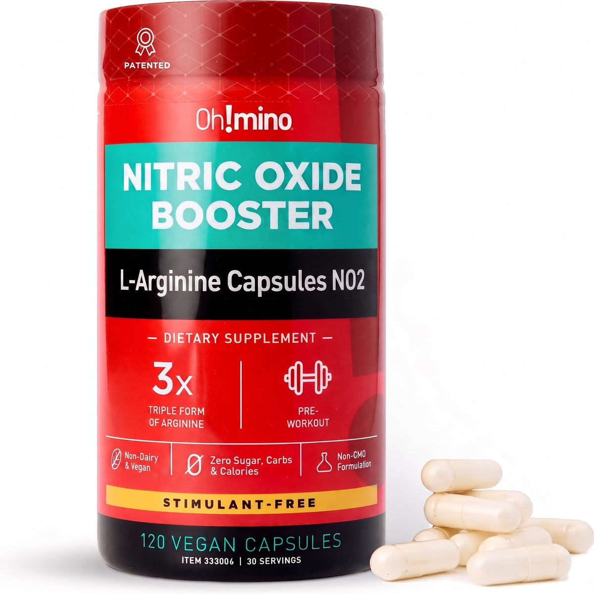 Oh!mino Nitric Oxide Supplement L-Arginine - 120 Capsules