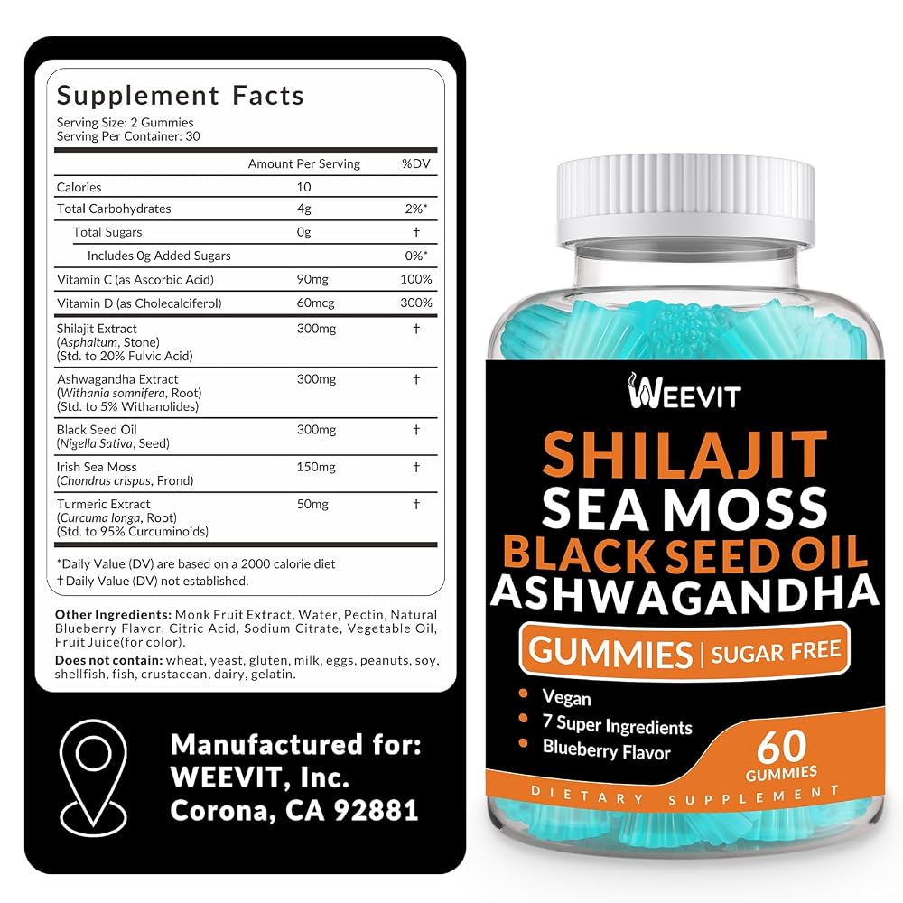 WEEVIT Ashwagandha Gummies with Shilajit & Sea Moss - 120 Gummies - image 2