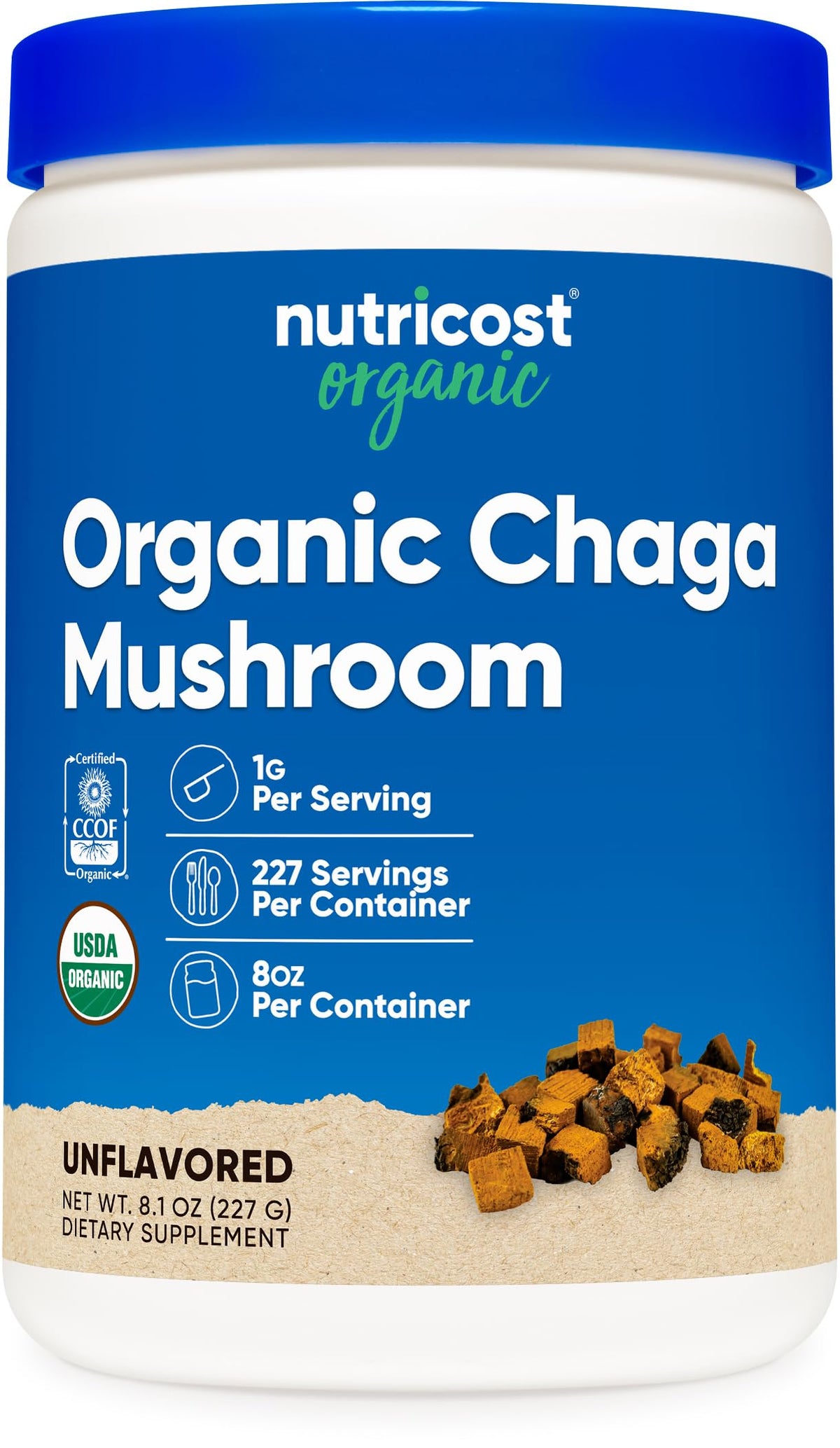 Nutricost 100% Organic Chaga Mushroom Powder - 8 oz