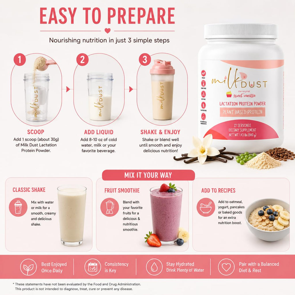 Milk Dust Lactation Protein Powder Vegan Vanilla - 23.02 oz - image 6