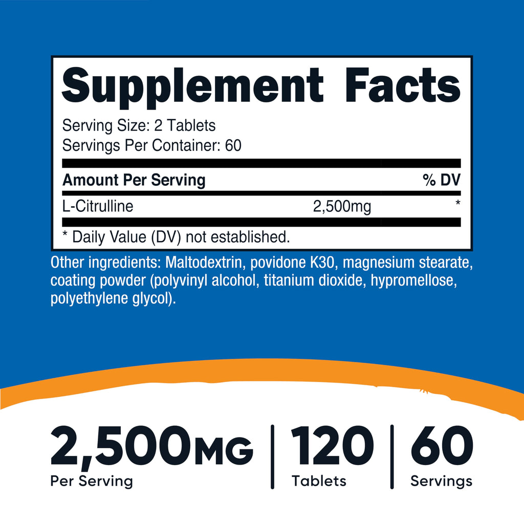 Nutricost L-Citrulline 2500mg - 120 Tablets - image 2