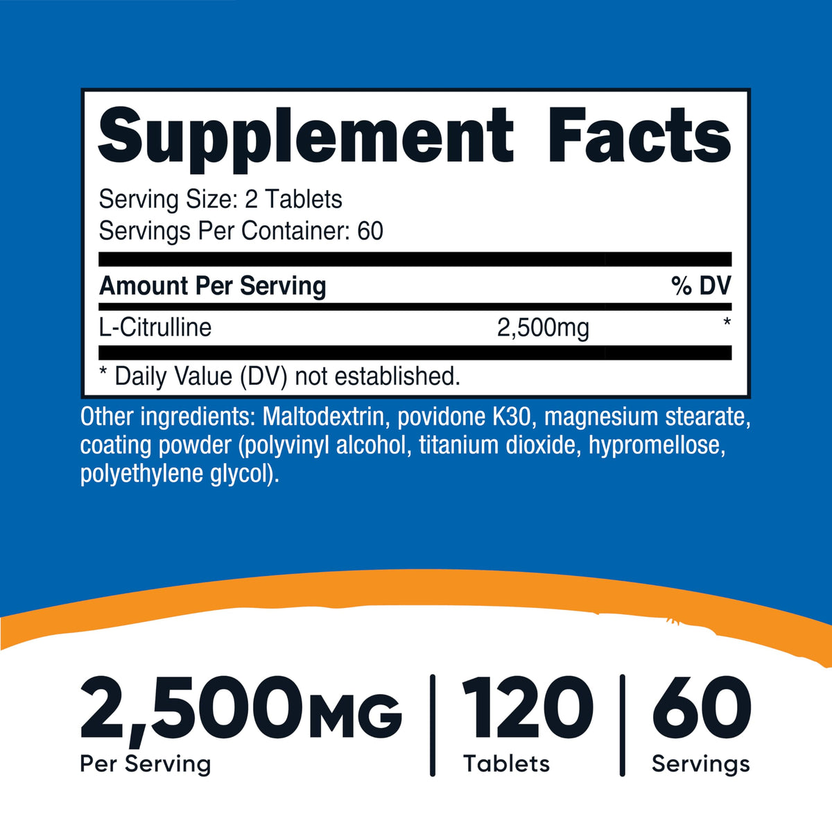 Nutricost L-Citrulline 2500mg - 120 Tablets - image 2