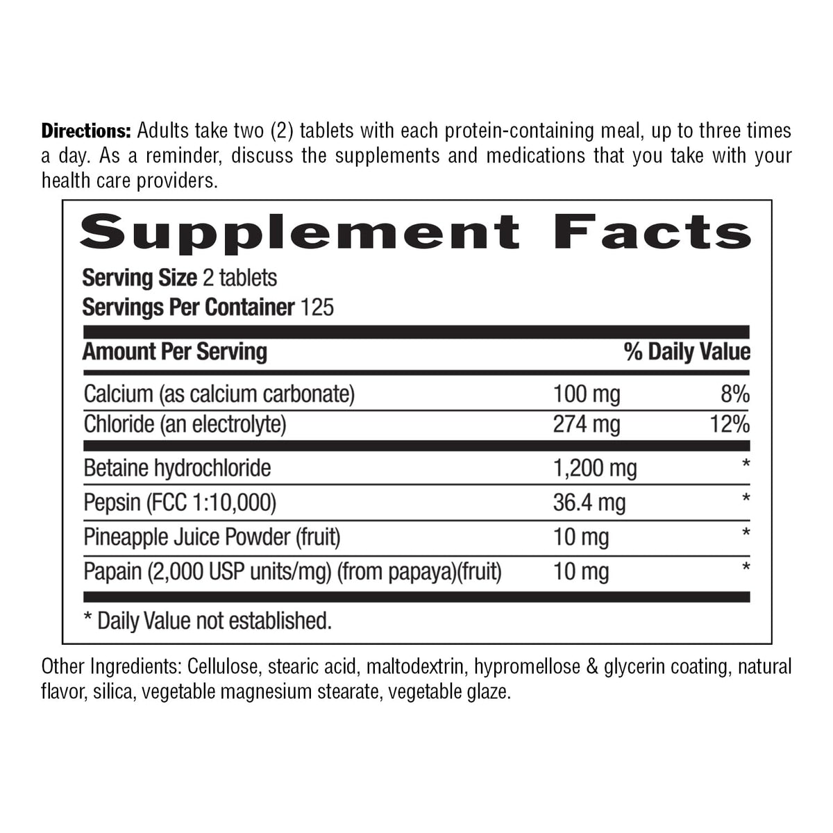 Country Life Betaine Hydrochloride with Pepsin 600 mg - 250 Tablets - image 4