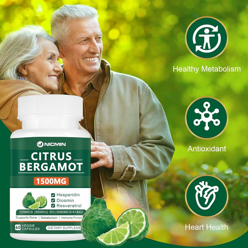 NICMIN Citrus Bergamot 1500mg Supplement Bone Health - 120 Capsules - image 5