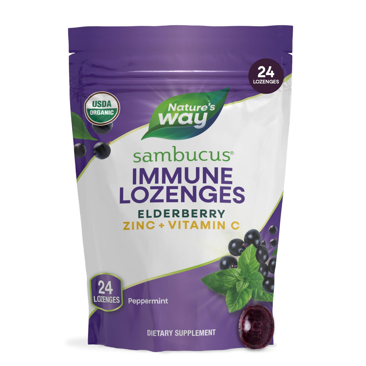 Nature's Way Sambucus Immune Lozenges Peppermint - 24 Lozenges