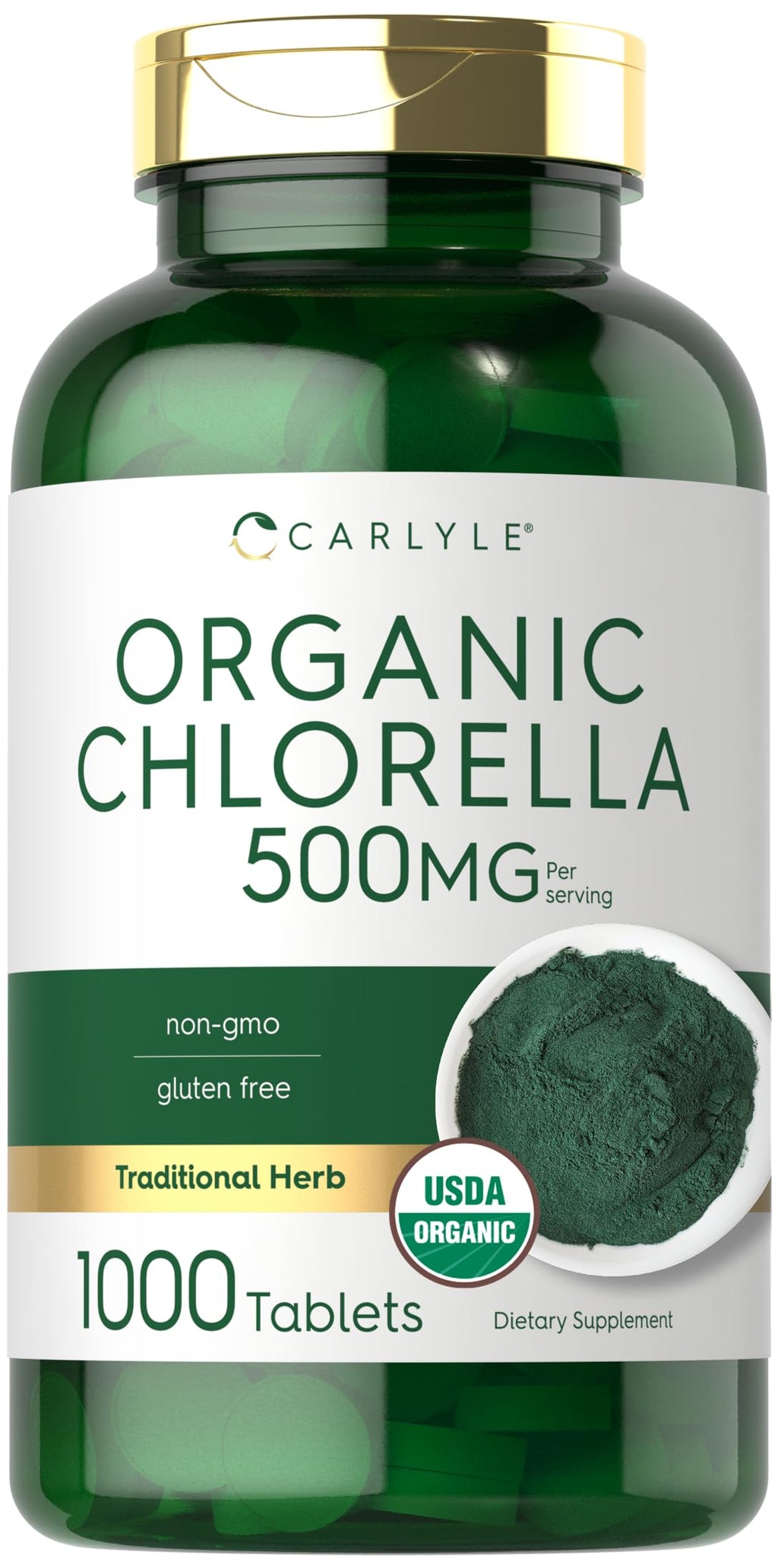 Carlyle Chlorella Tablets Organic 500 mg - 1000 Count