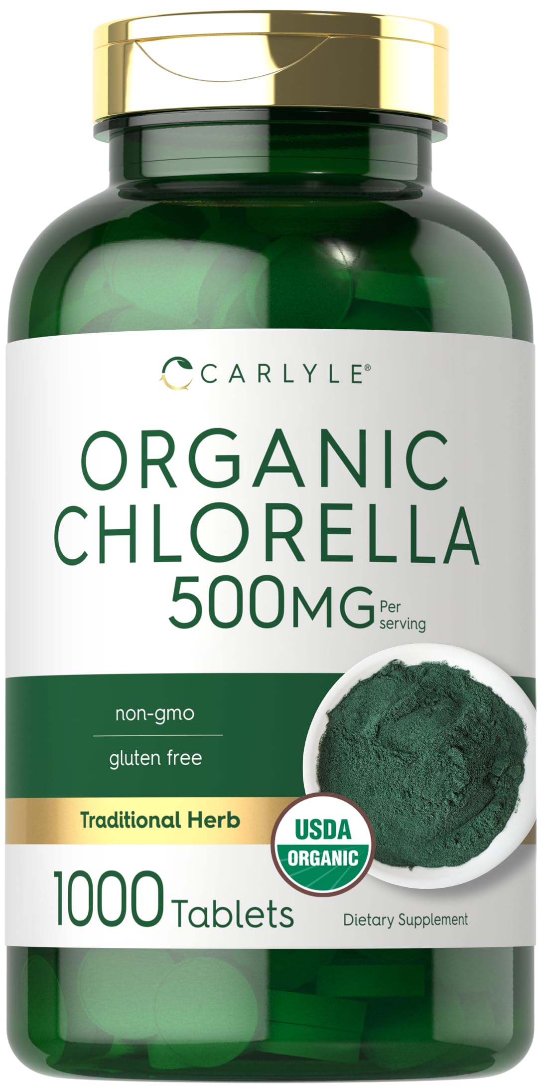 Carlyle Chlorella Tablets Organic 500 mg - 1000 Count
