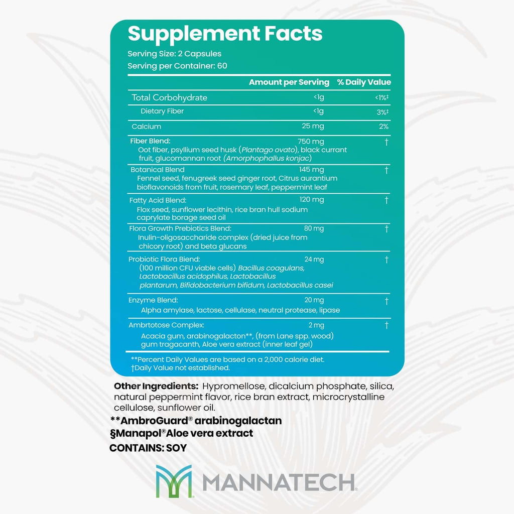 Mannatech MannaCleanse Gut Enzymes & Probiotics - 120 Capsules - image 2