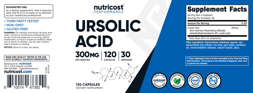 Nutricost Ursolic Acid 300mg - 120 Vegetarian Capsules - image 6
