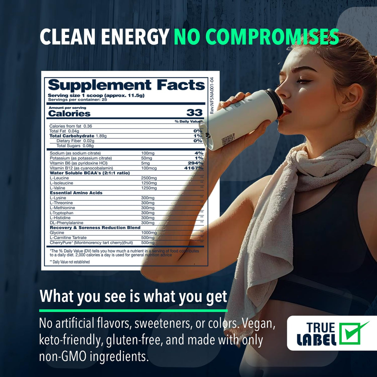 NF Sports Natural Amino 2:1:1 BCAAs Powder - 25 Servings - image 5