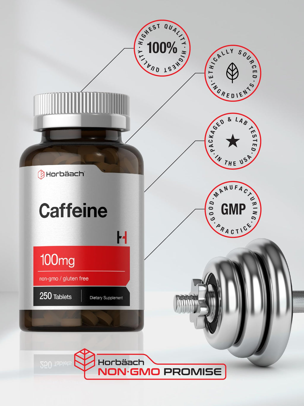 Horbäach Caffeine Pills 100mg - 250 Tablets - image 6