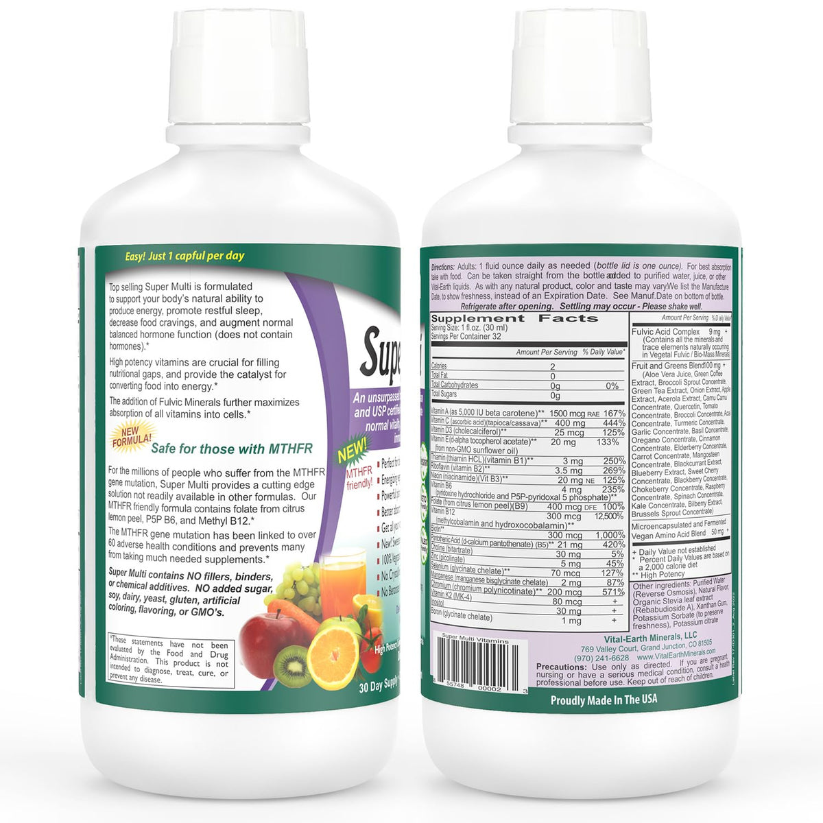 Vital Earth Minerals Fulvic Humic Mineral Blend Multivitamin - 32 oz - image 3