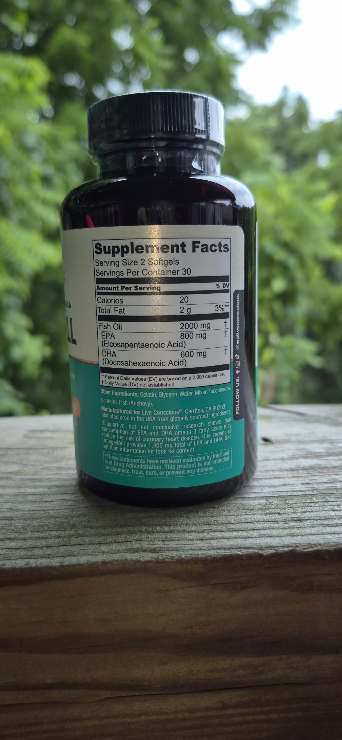 Live Conscious OmegaWell Fish Oil Omega-3 800 mg EPA 600 mg DHA - 120 Softgels - image 3