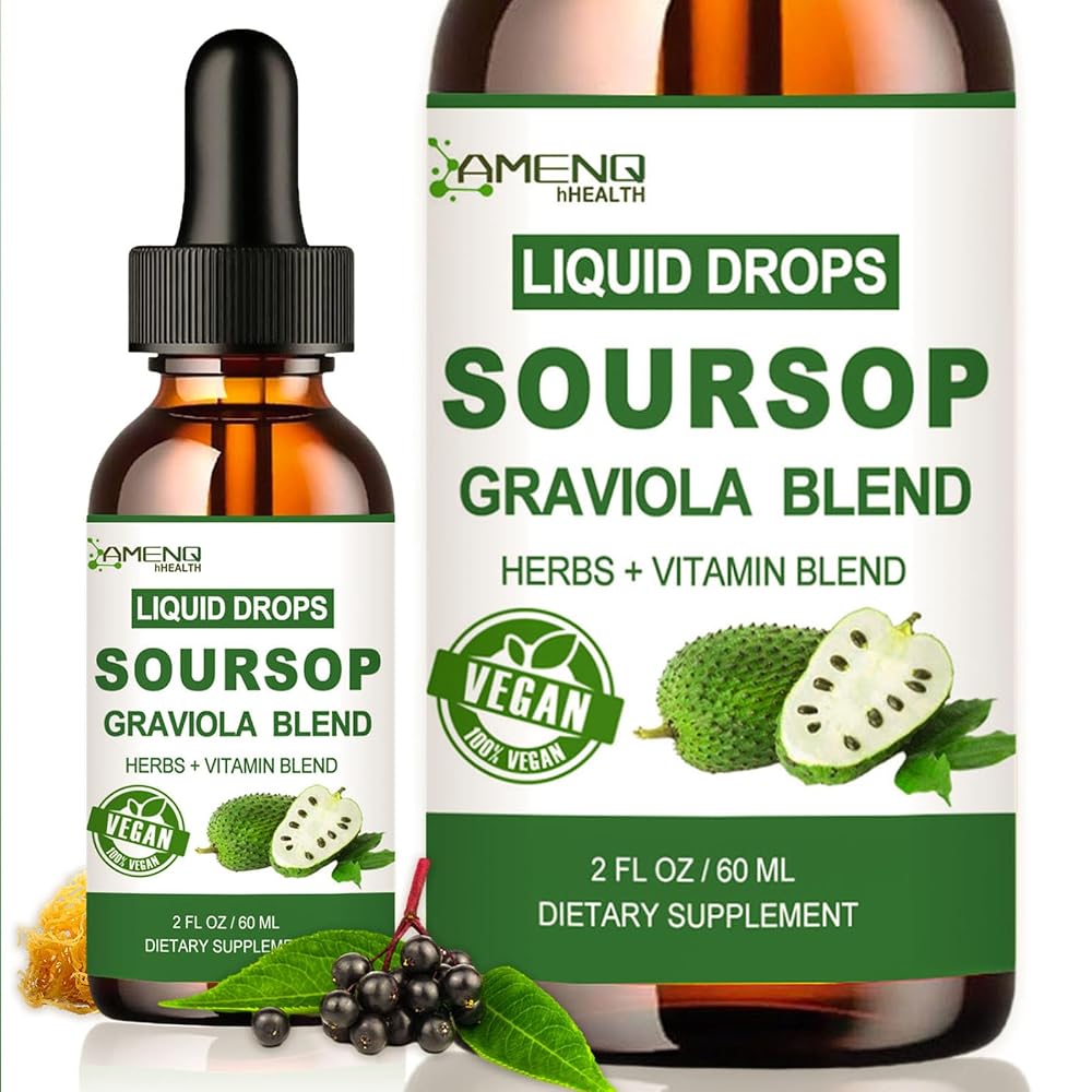AMENQ hHEALTH Soursop Bitters Liquid Drops with Sea Moss - 2 Fl Oz
