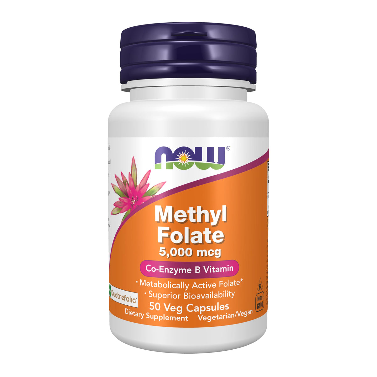 NOW Supplements Methyl Folate 5000 mcg - 50 Vegetarian Capsules