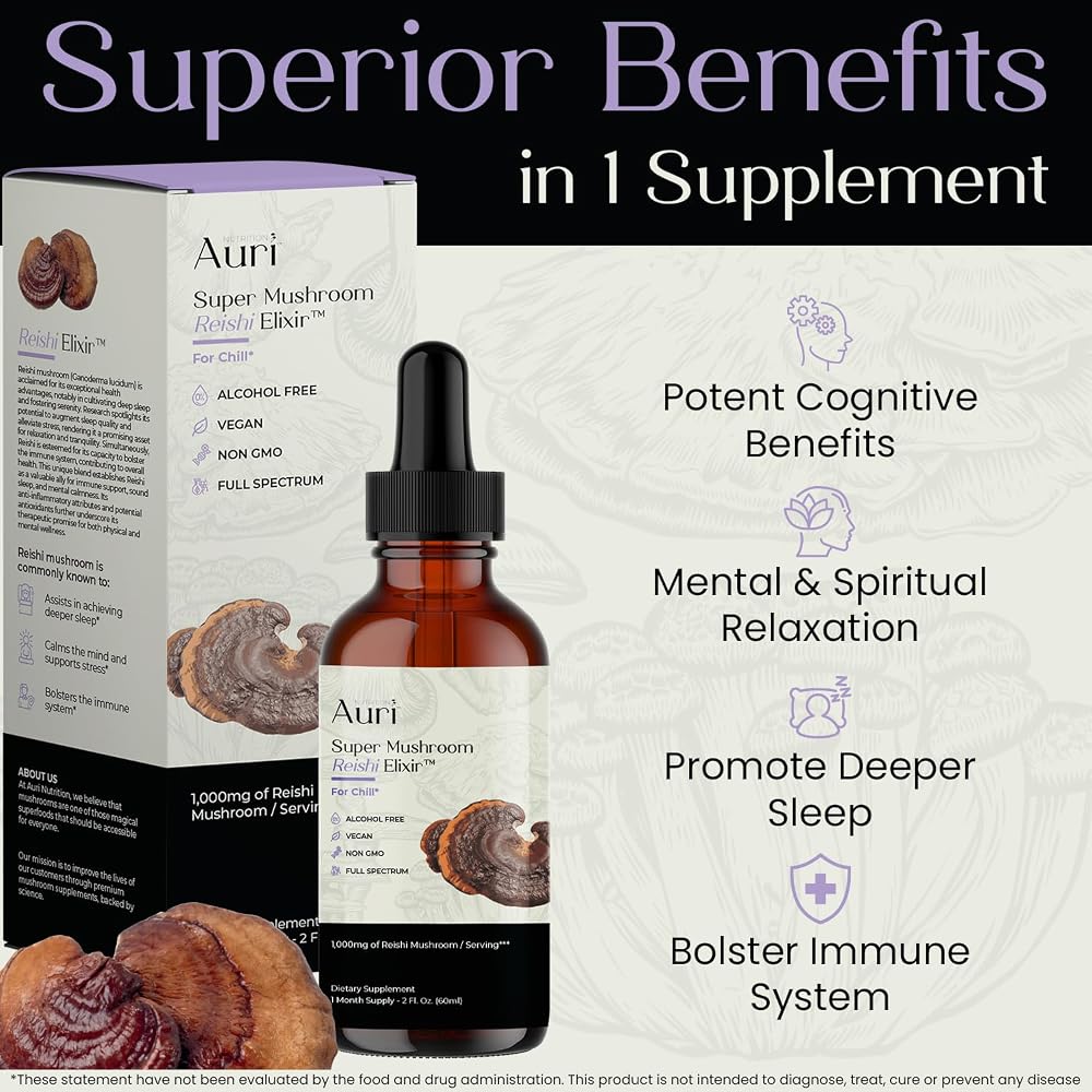 Auri Reishi Super Mushroom Elixir Immune Support - 60ml - image 4
