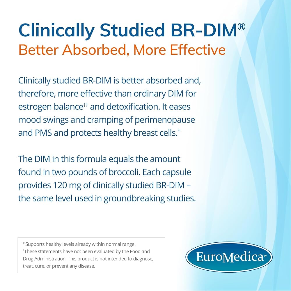 EuroMedica DIM + Curcumin Estrogen Metabolism Support - 30 Capsules - image 3