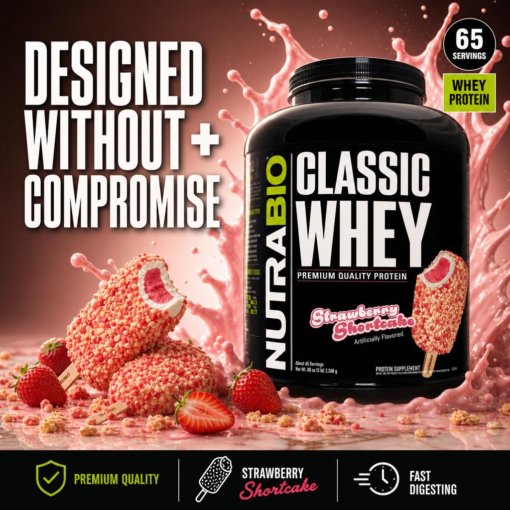 NutraBio Classic Whey Protein Powder Supplement - 25g of Protein Per