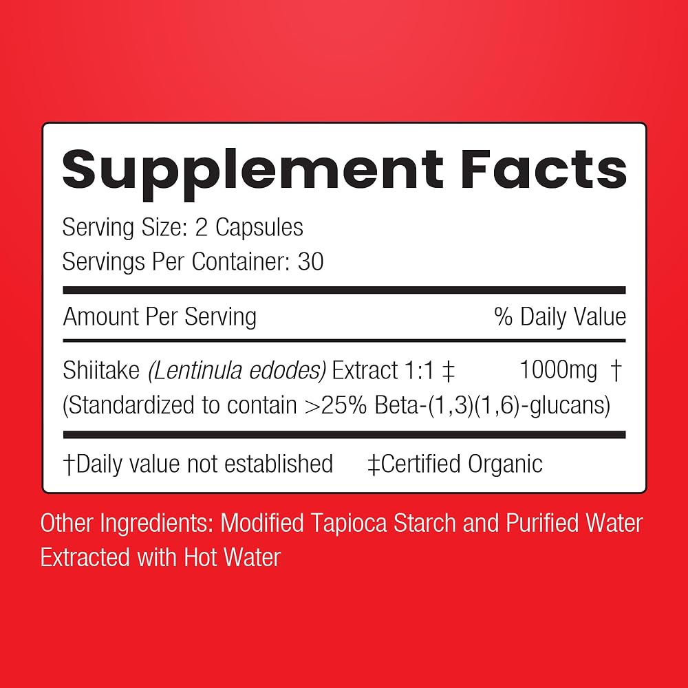 ENCAPSULATE Shiitake Capsules 1000mg Immune Support - 60 Count - image 2