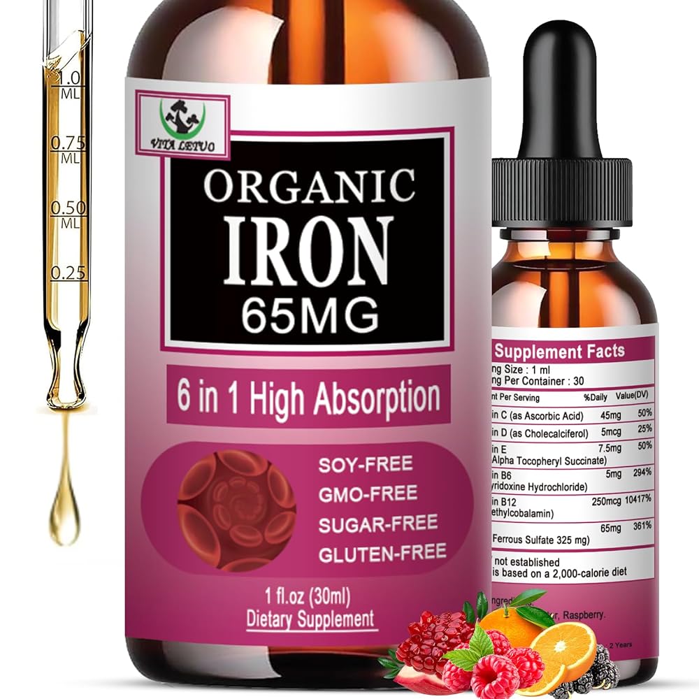 Vita letuo Iron Supplement for Women with Vitamin C - 1 Fl Oz