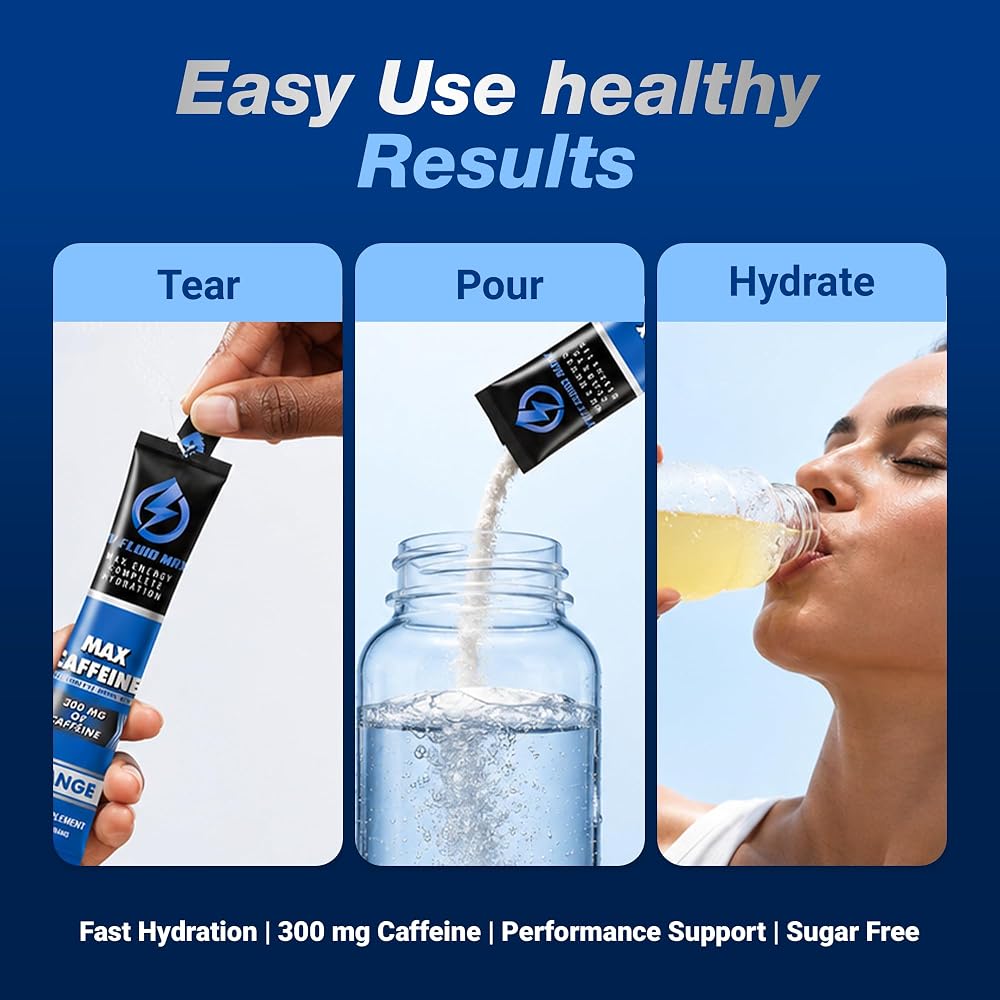 IV FLUID MAX Electrolyte Powder Packets with Caffeine - 16 Sticks - image 3