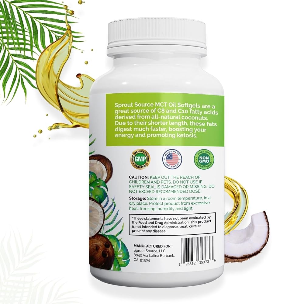 Sprout Source MCT Oil Softgels 1000mg C8 C10 - 90 Count - image 4