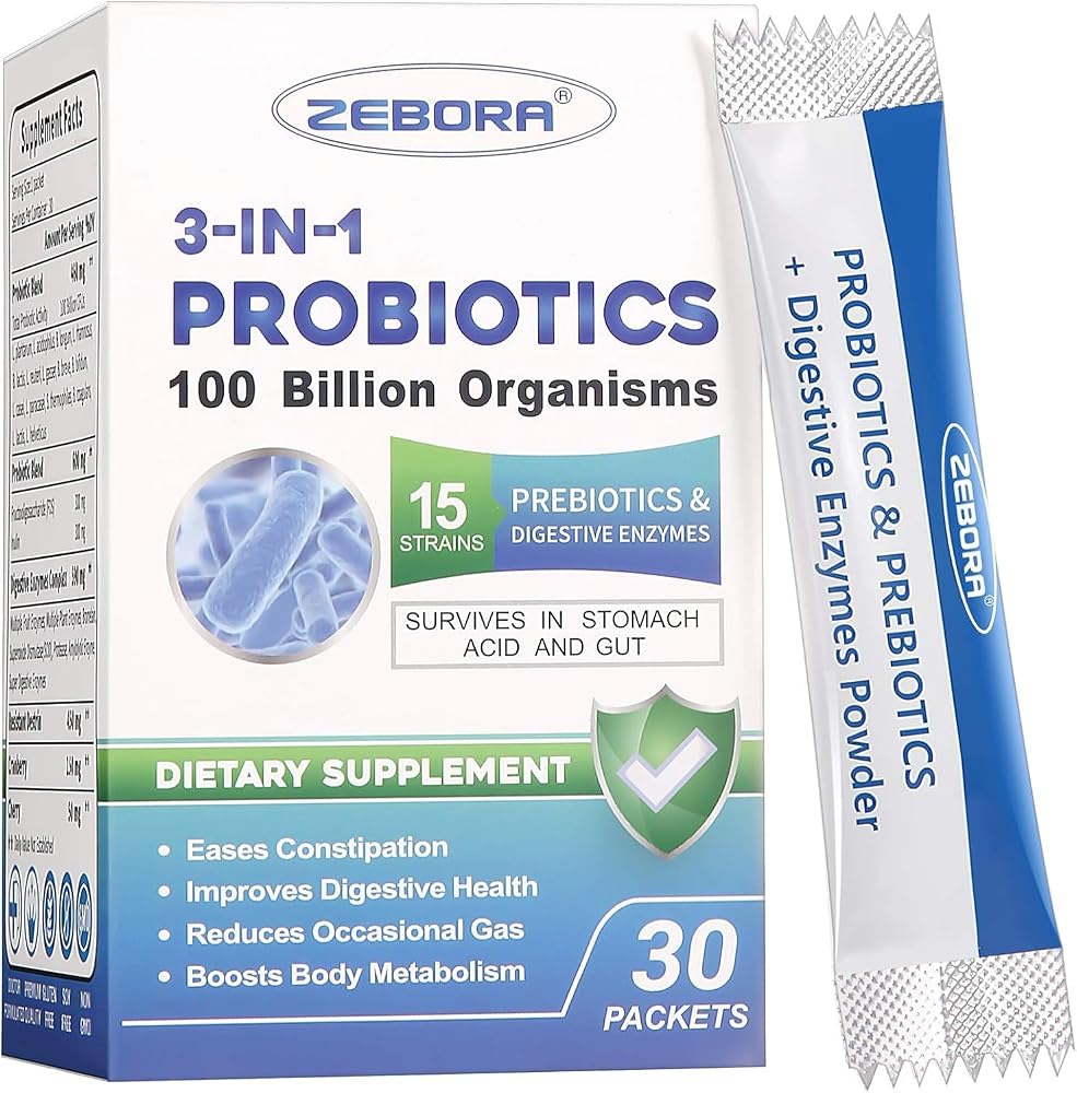 ZEBORA Probiotic Powder for Women & Men, 100 Billion CFU - 30 Packets