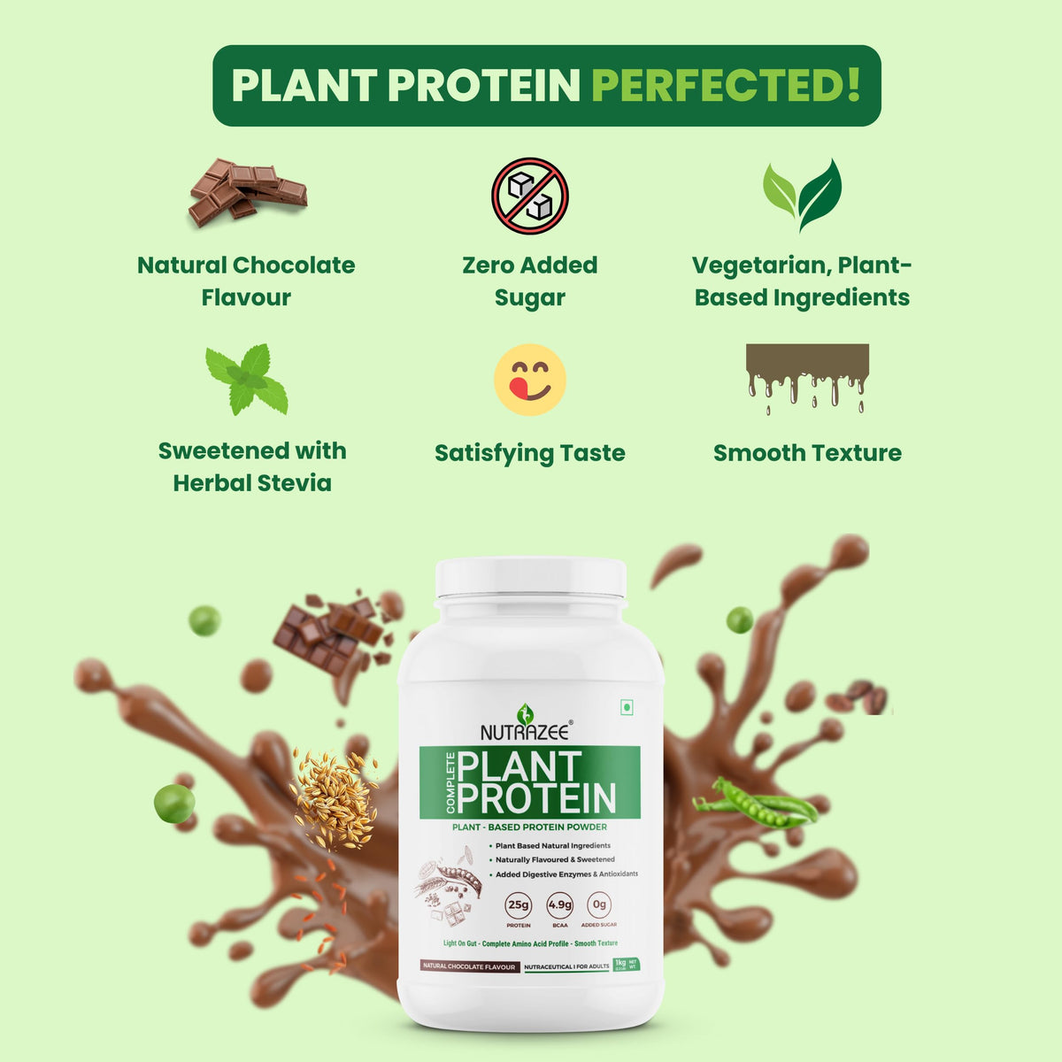 Nutrazee 100% Plant Protein Powder Vegan Chocolate - 1kg - image 4