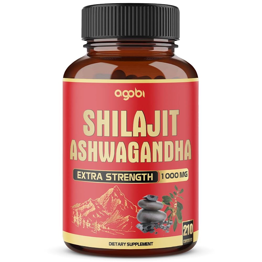agobi Shilajit & Ashwagandha Supplement 600mg - 210 Capsules