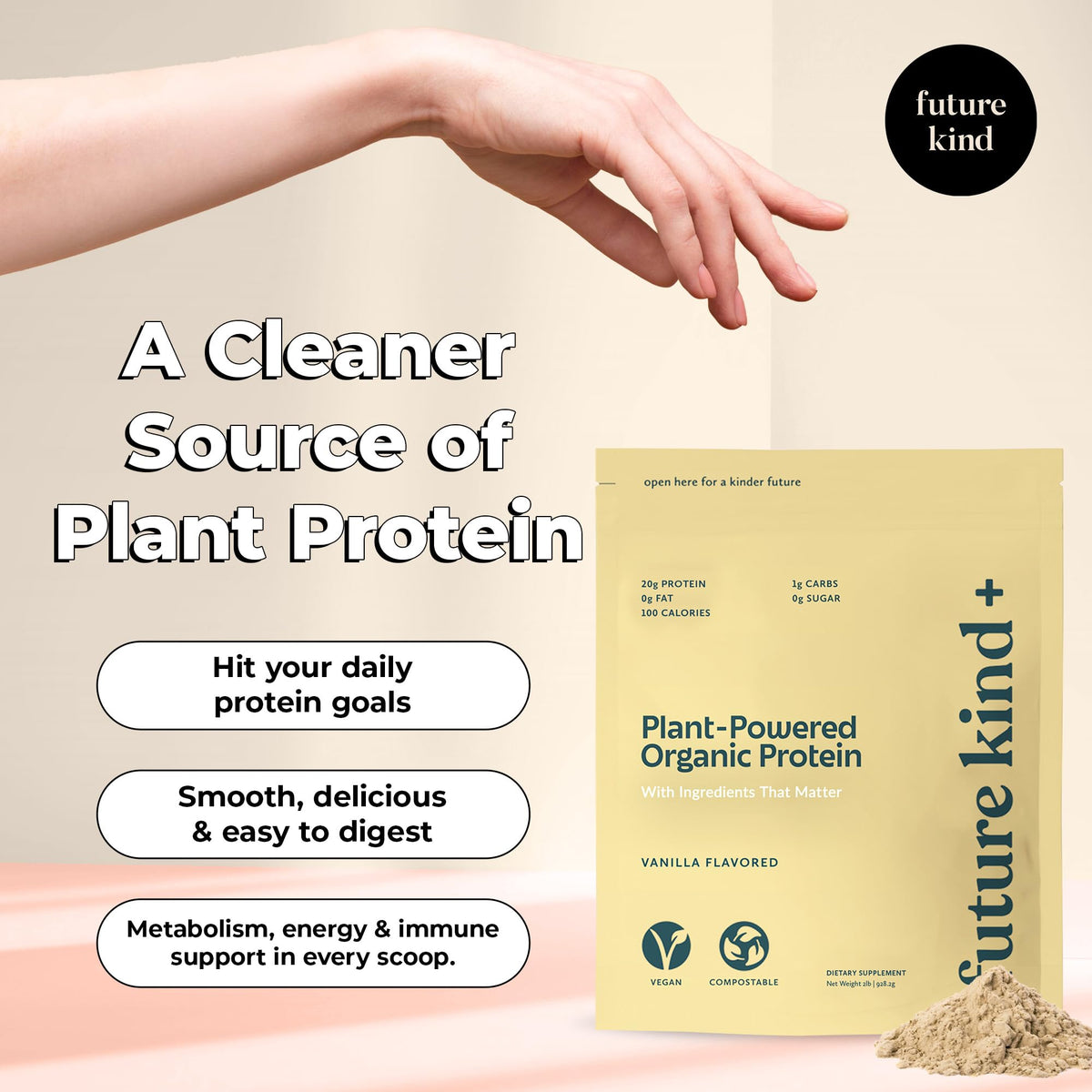 Future Kind Vegan Protein Powder Vanilla for Lean Muscle - 34 Servings - image 2